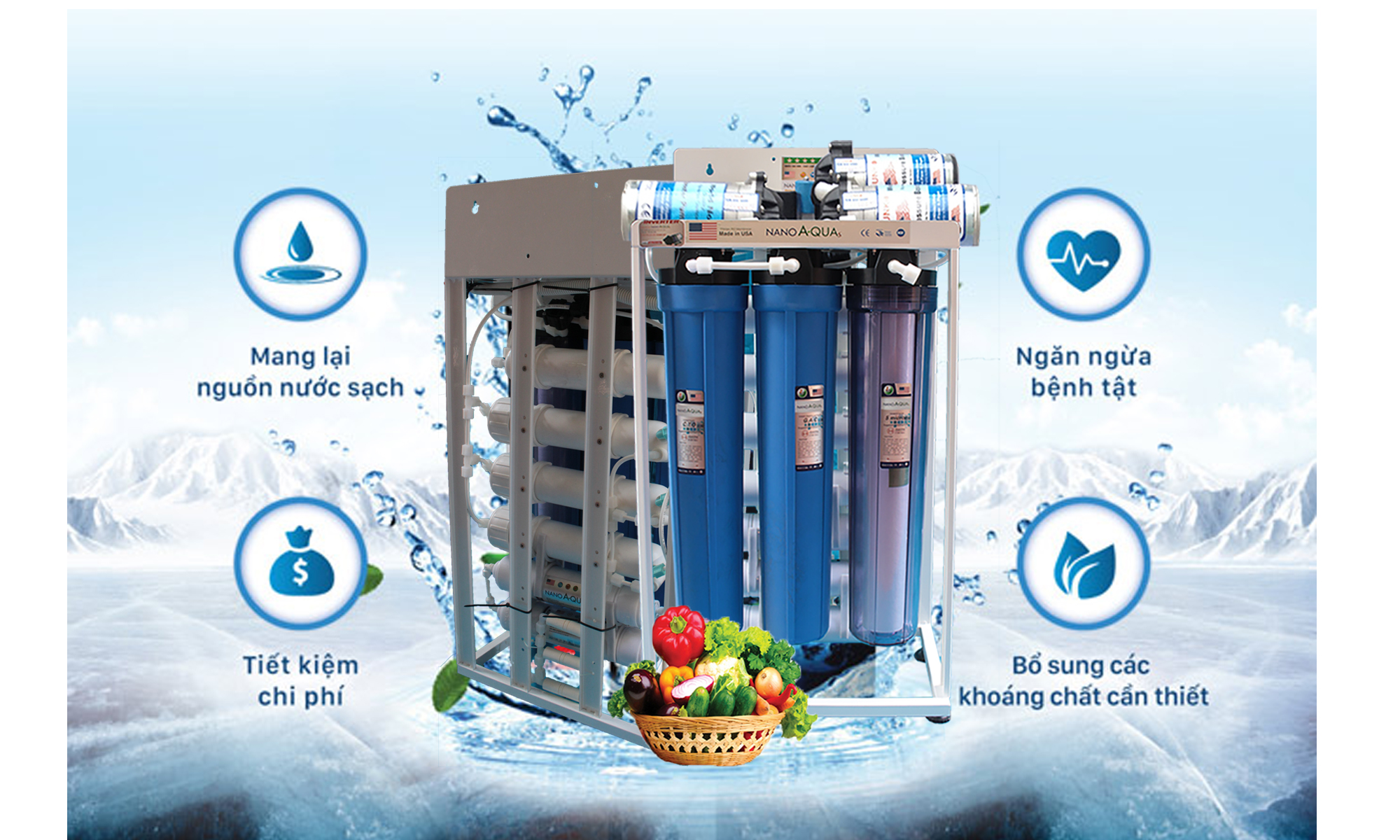 Máy lọc nước RO 100 lít / h NanoAquas-PRO