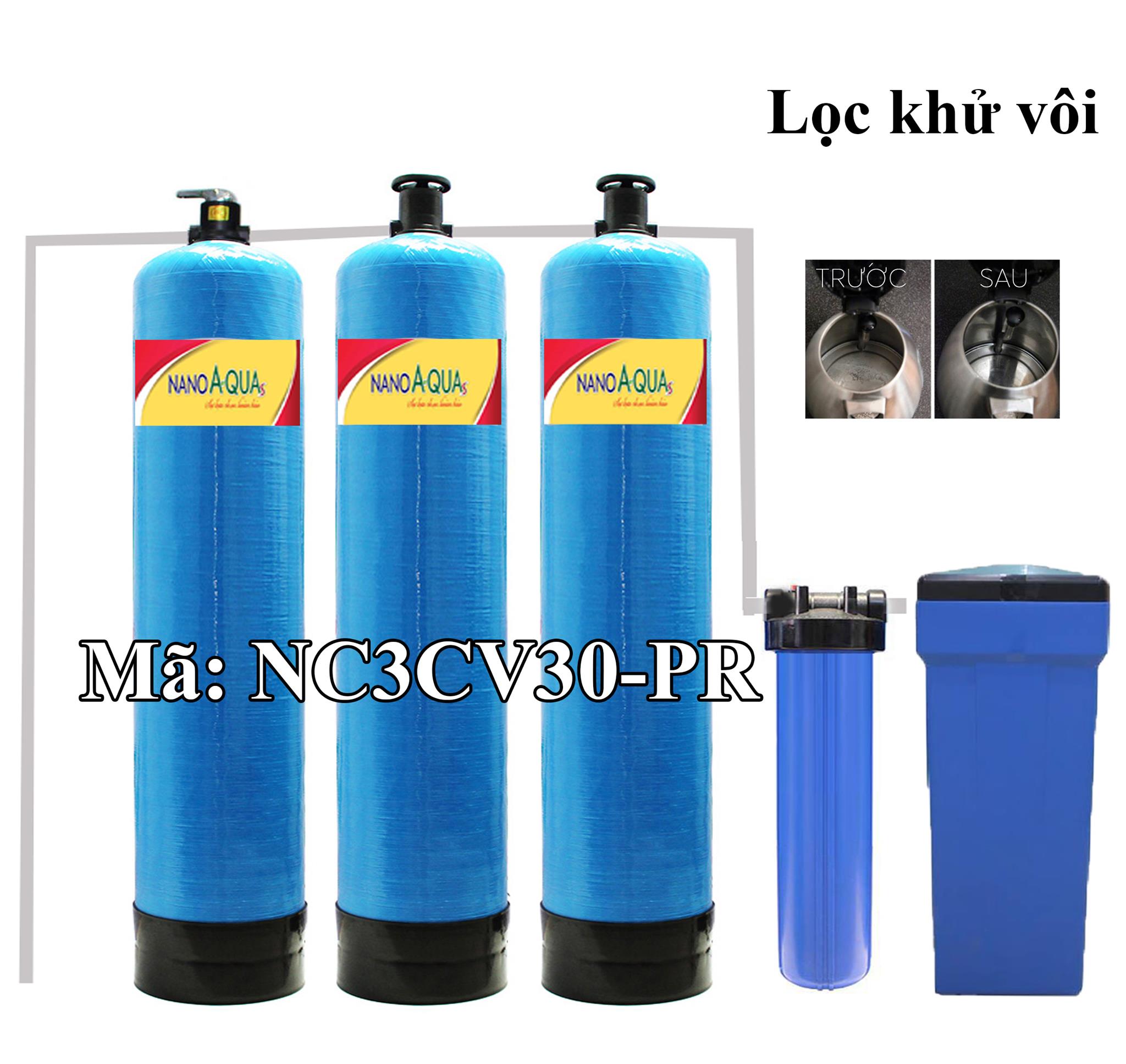 Lọc nước tổng 3000 lít/h với 3 cột composite của NanoAquas-PRO van cơ