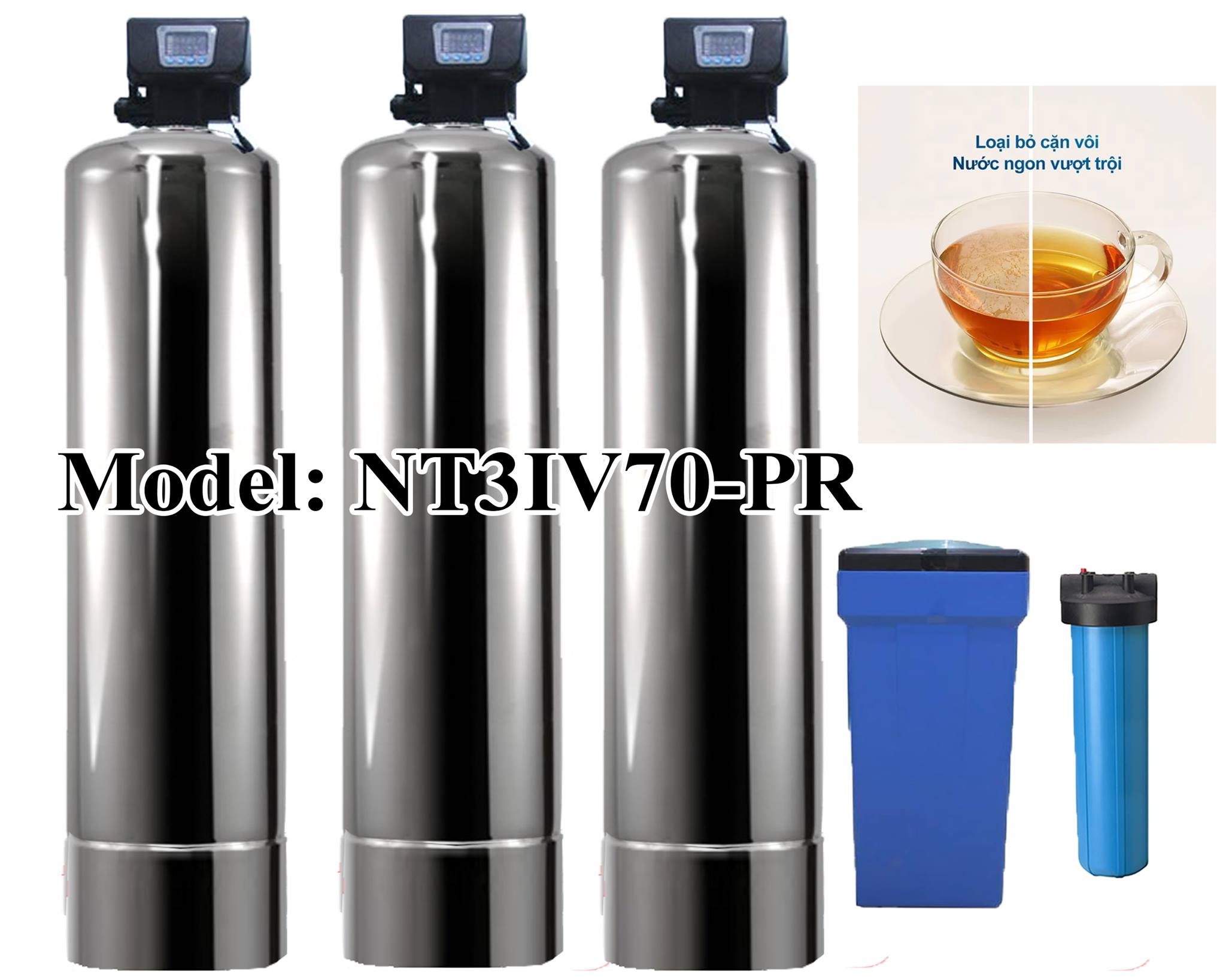Lọc nước với 3 cột inox 7000 lít/ h NanoAquas-PRO
