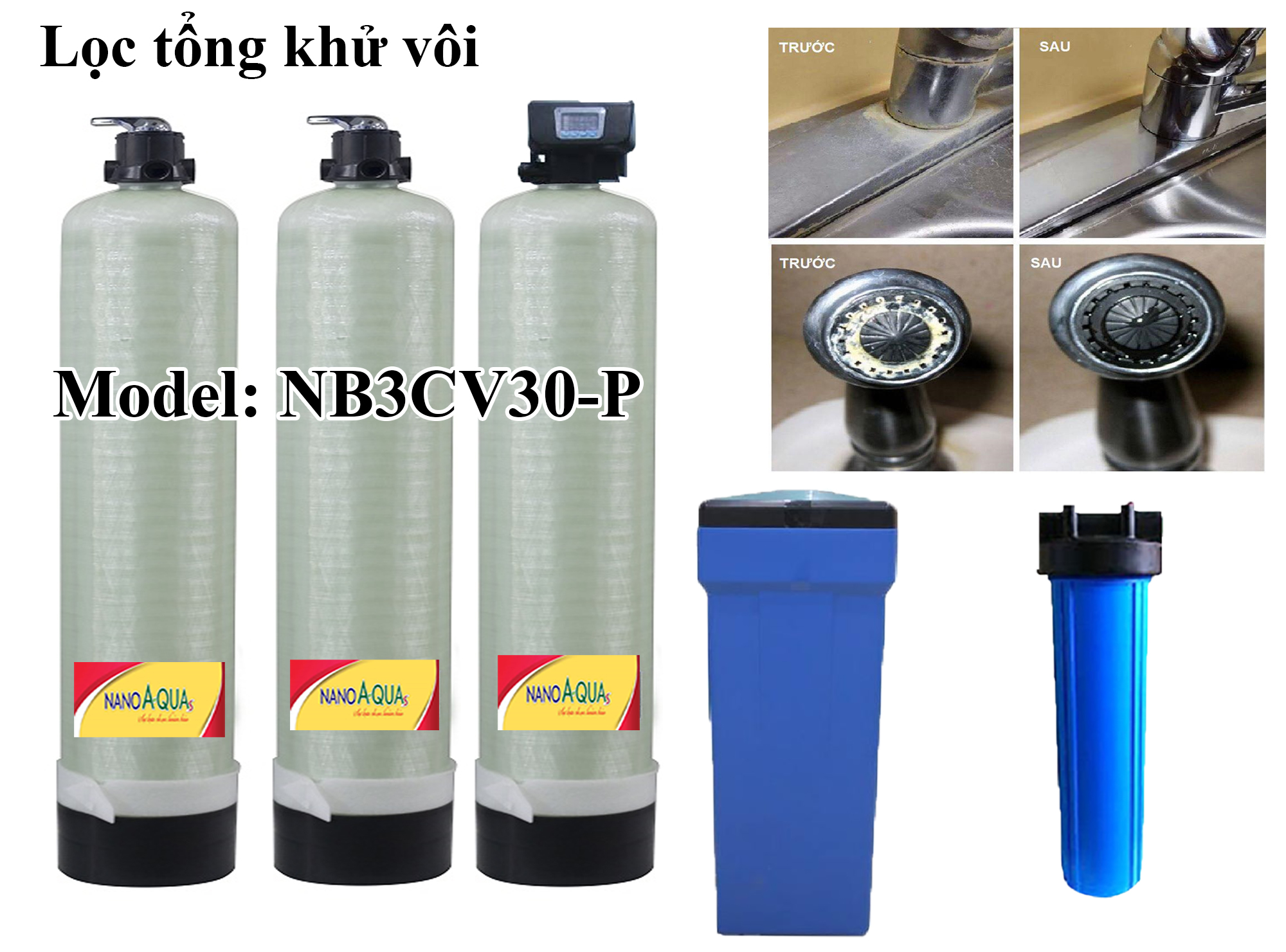 Lọc nước tổng 3 cột composite 3000 lít/h NanoAquas-PLUS