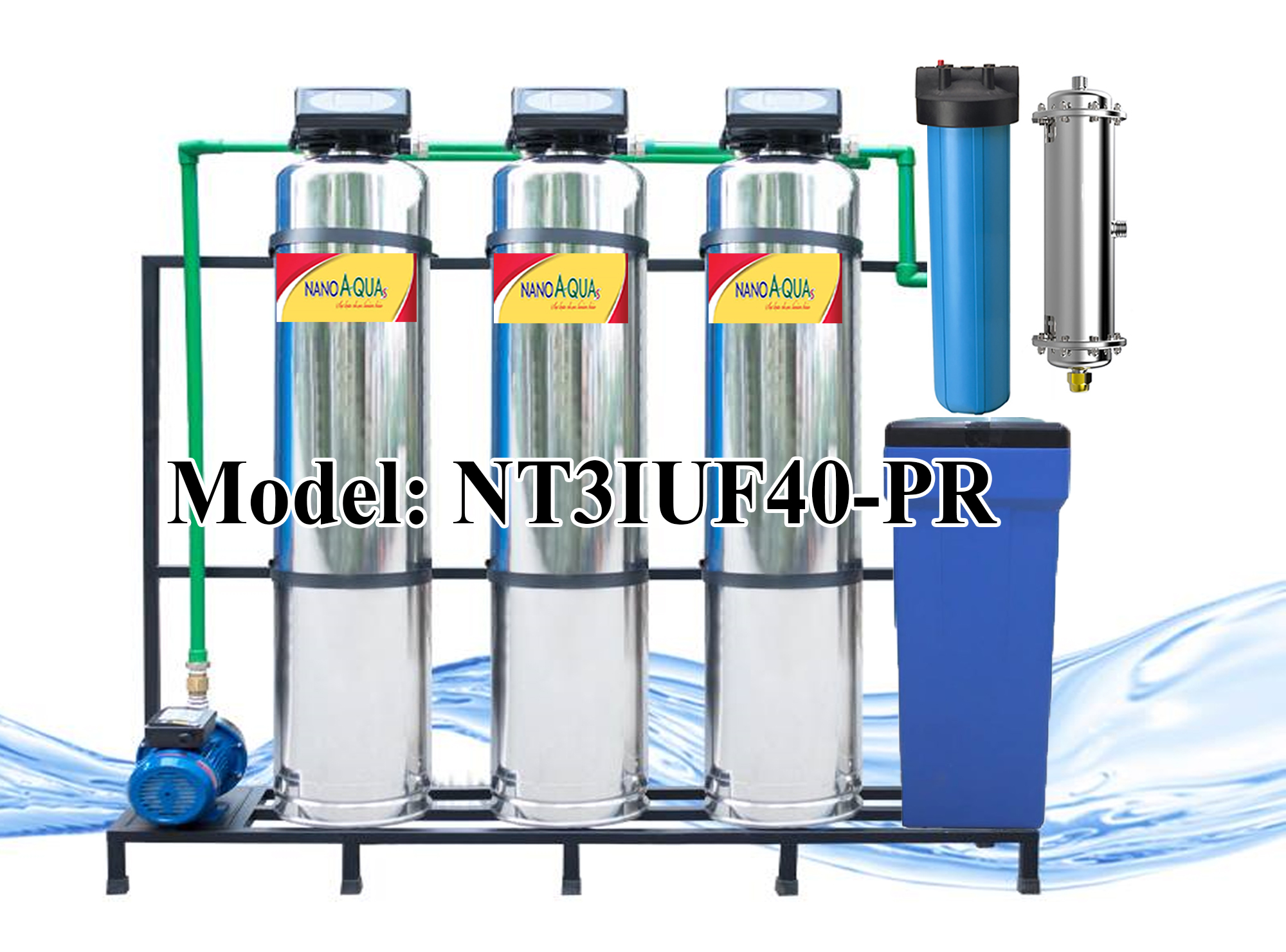 Lọc tổng 3 cột inox 4000 lít/giờ NanoAquas-PRO