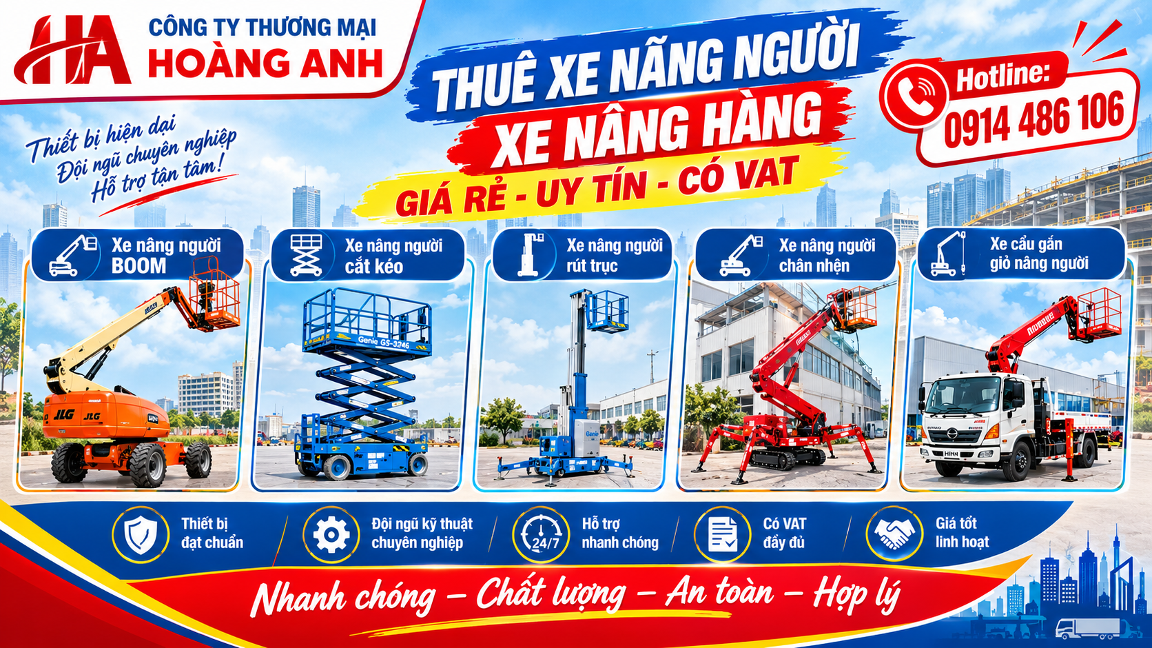 Thuê Xe Nâng Người Xe Nâng Hàng Giá Rẻ Uy Tín Có VAT